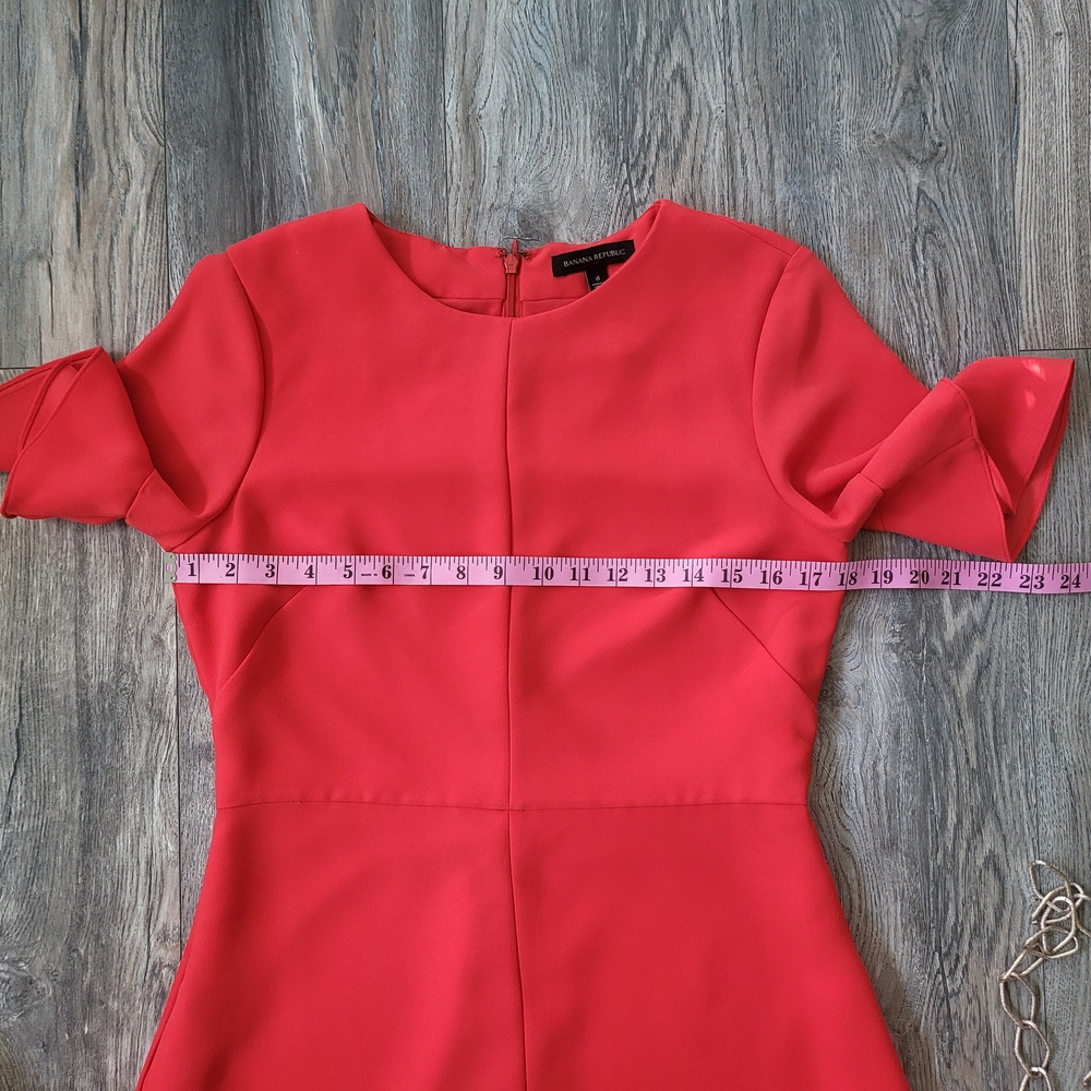 Banana Republic Elegant Red Ruffle Sleeve Dress - Picture 12 of 15